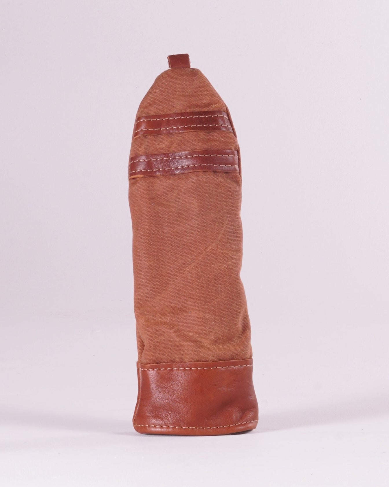 Hybrid Head Cover - Brush Brown Waxed Canvas & Chestnut Leather trim (2 stripes)