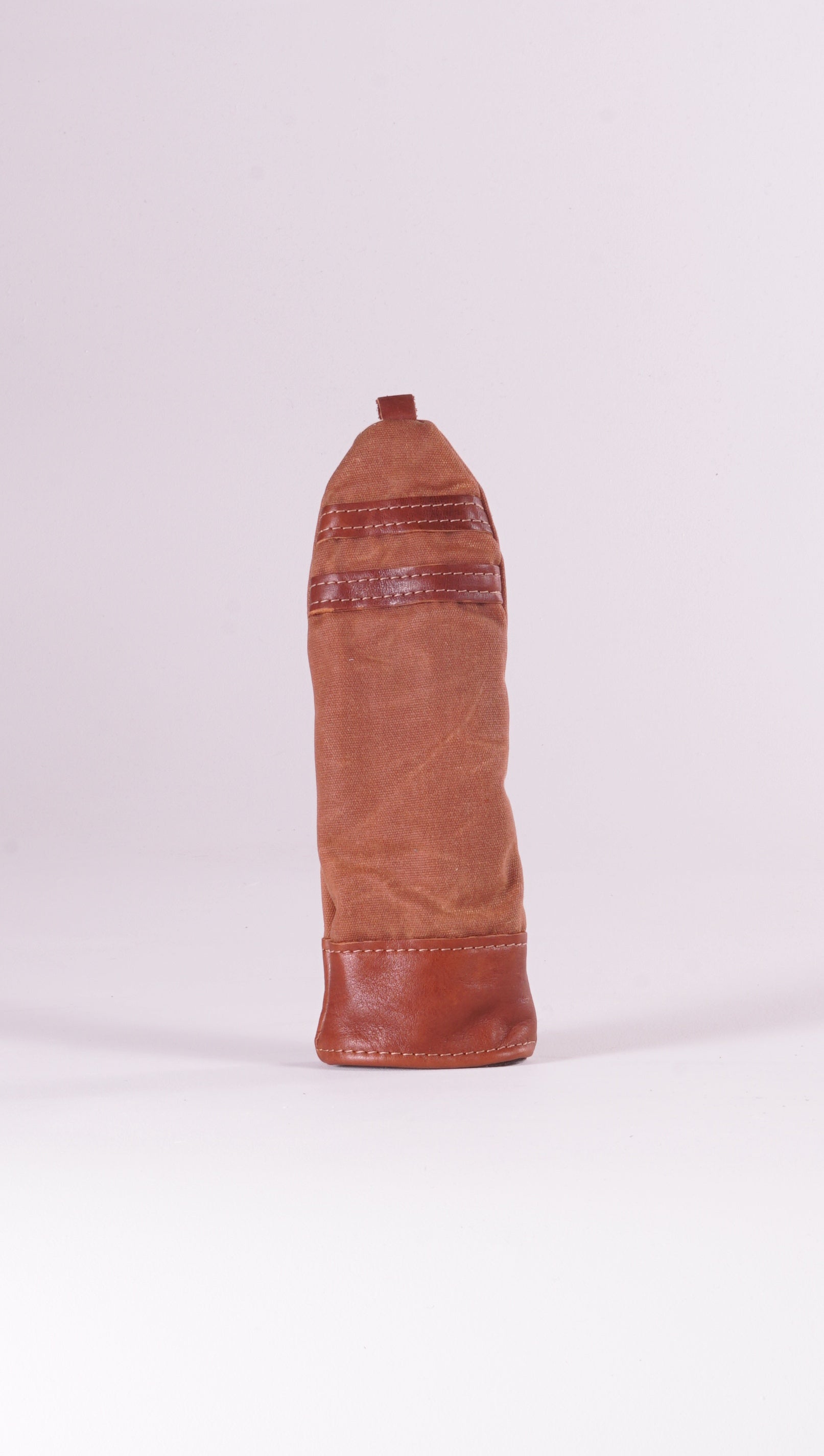 Hybrid Head Cover - Brush Brown Waxed Canvas & Chestnut Leather trim (2 stripes)