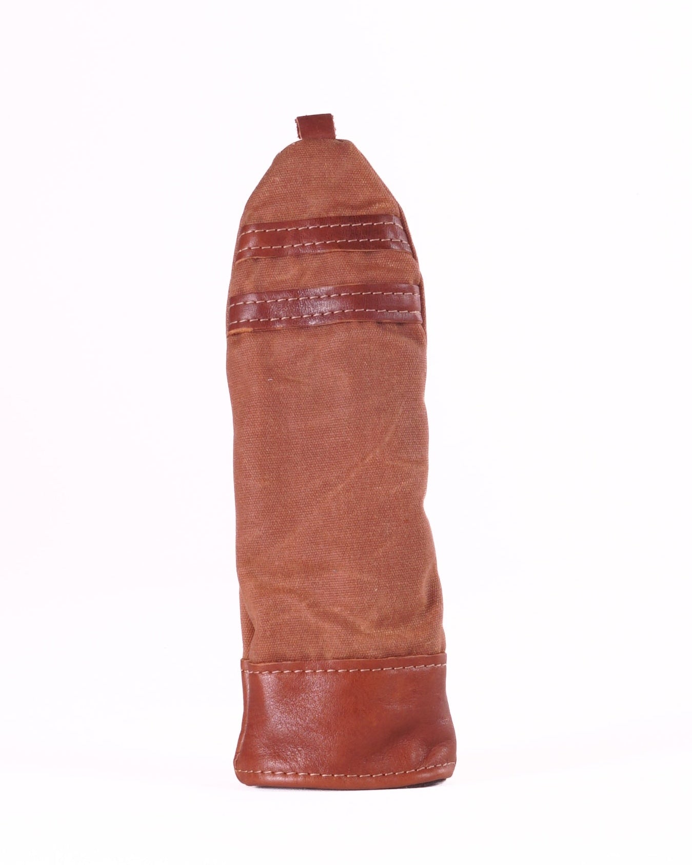 Hybrid Head Cover - Brush Brown Waxed Canvas & Chestnut Leather trim (2 stripes)