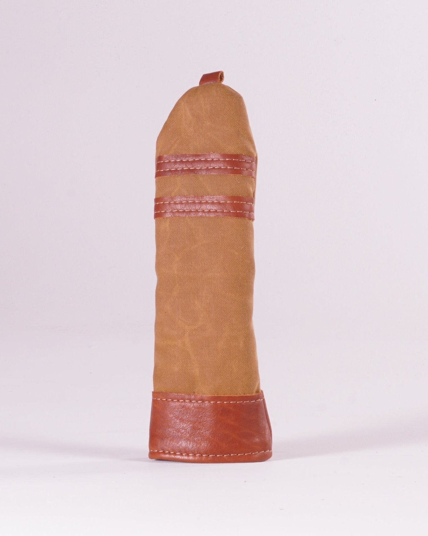 Hybrid Head Cover - Field Tan Waxed Canvas & Natural Leather trim (2 stripes)