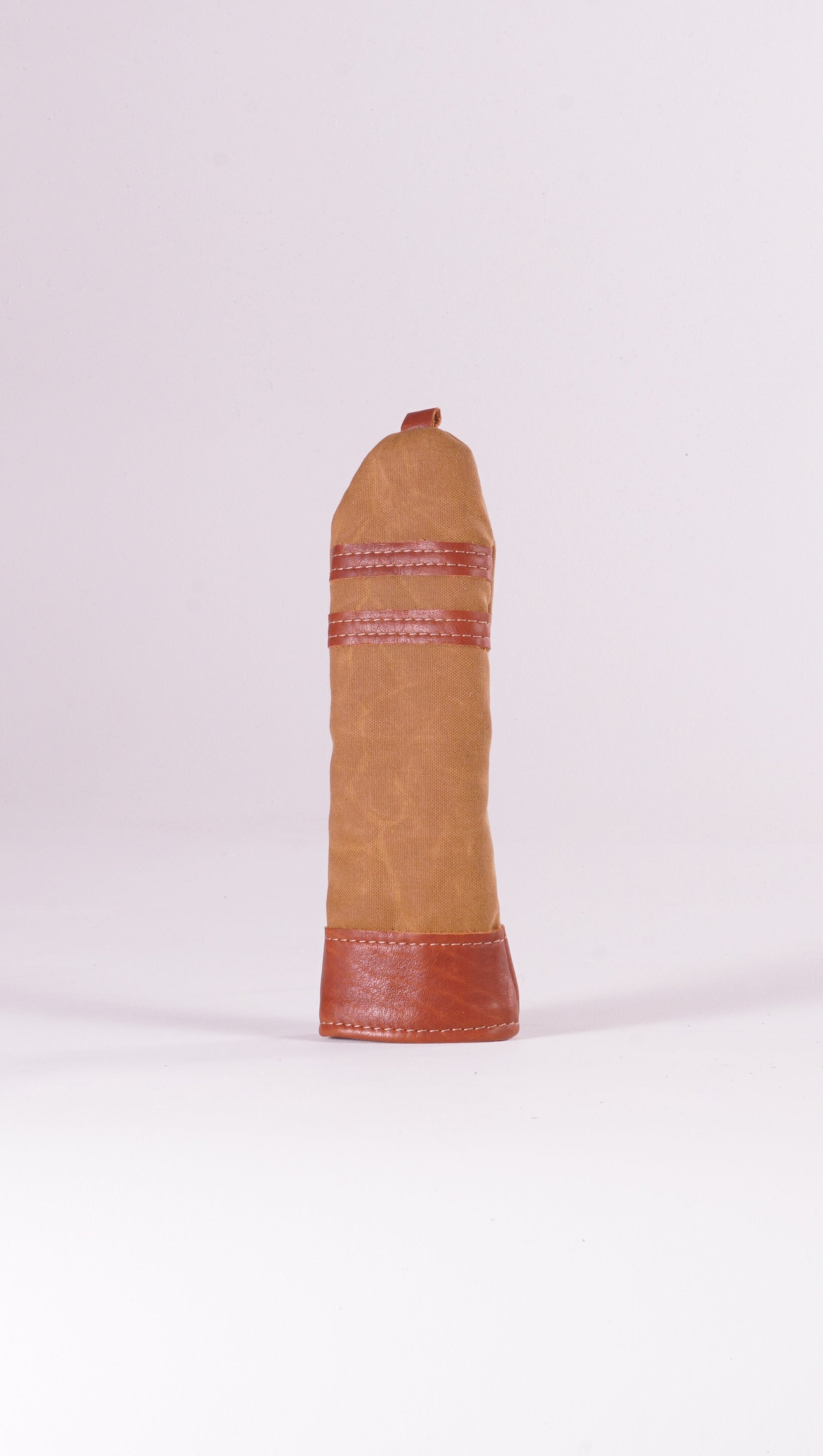 Hybrid Head Cover - Field Tan Waxed Canvas & Natural Leather trim (2 stripes)