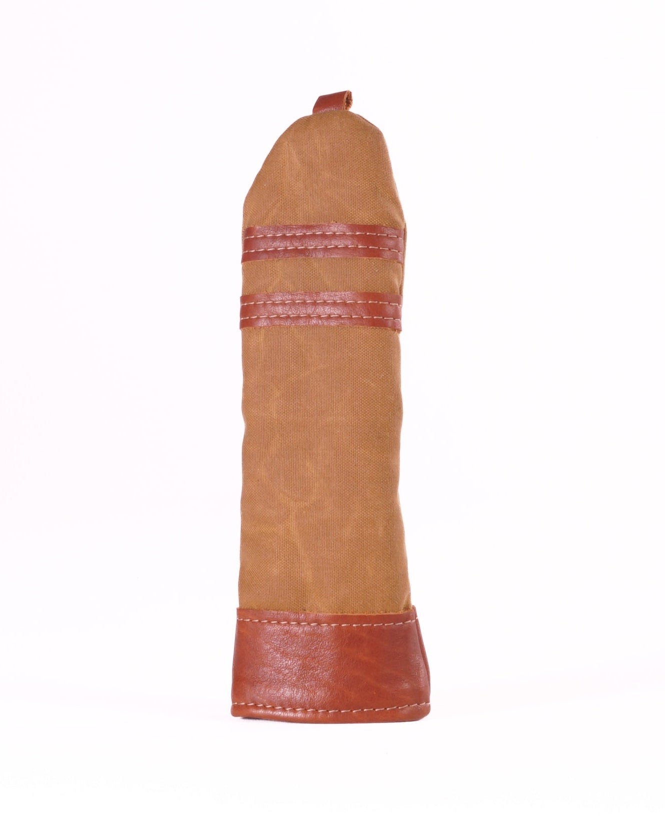 Hybrid Head Cover - Field Tan Waxed Canvas & Natural Leather trim (2 stripes)