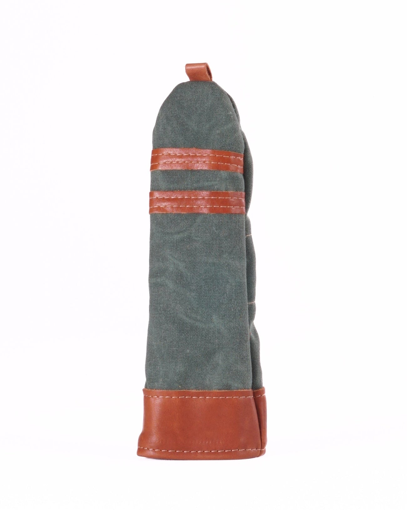 Hybrid Head Cover - Spruce Green Waxed Canvas & Natural Leather trim (2 stripes)