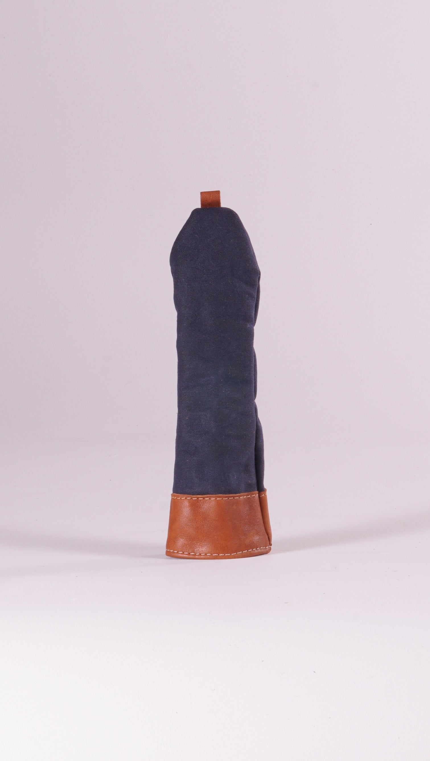 Hybrid Head Cover - Navy Waxed Canvas & Natural Leather trim