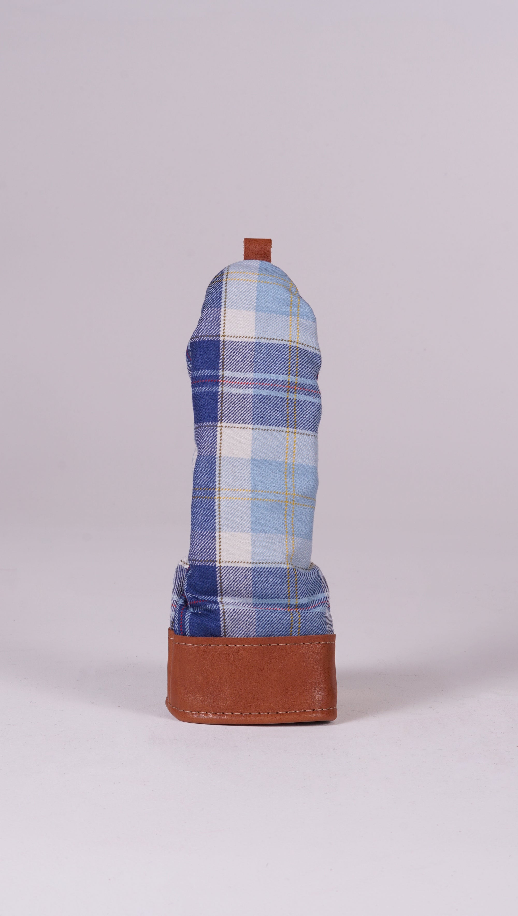 Hybrid Head Cover - Forfar Tartan with Natural Leather Trim