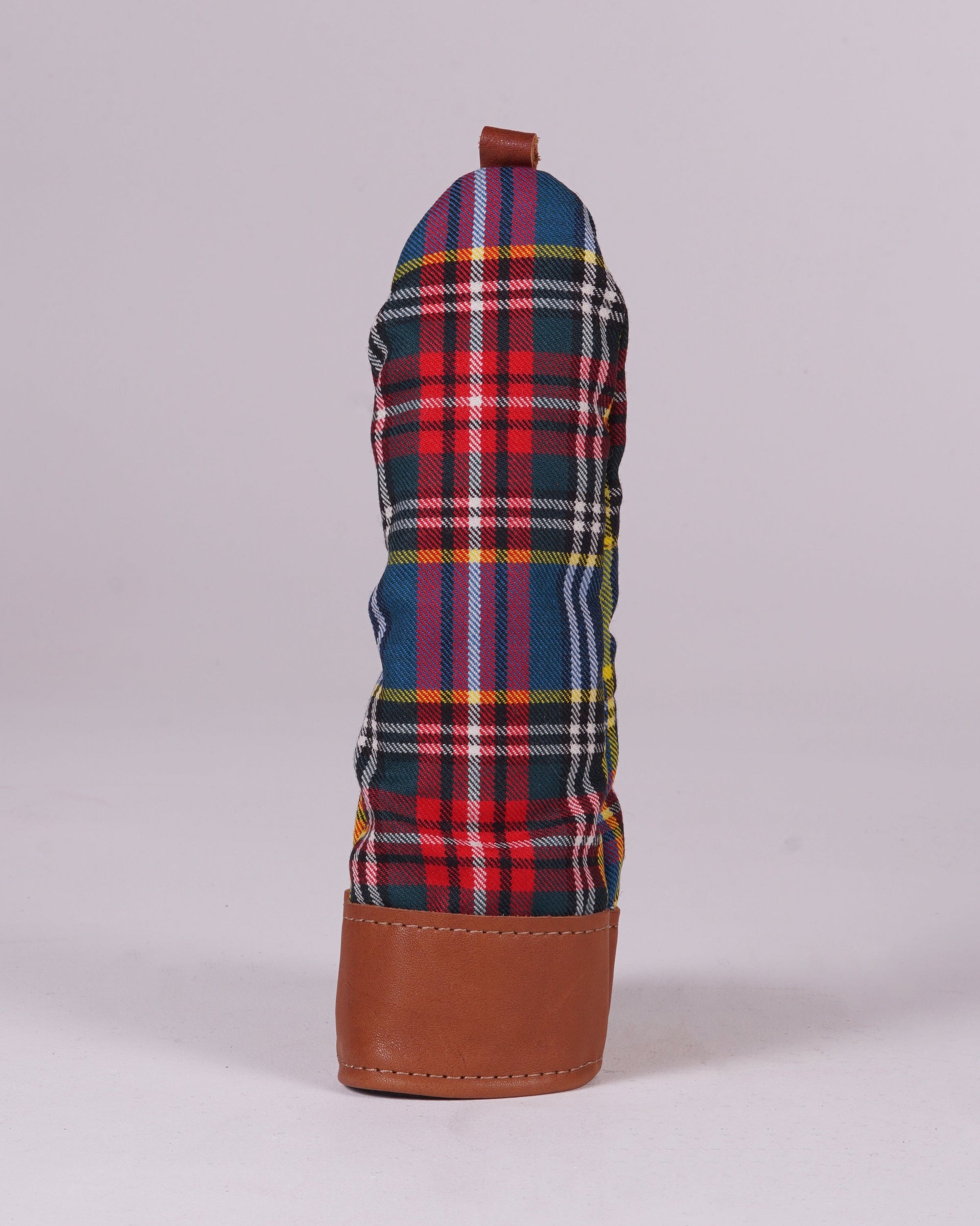 Hybrid Head Cover - Macbeth Tartan with Natural Leather Trim