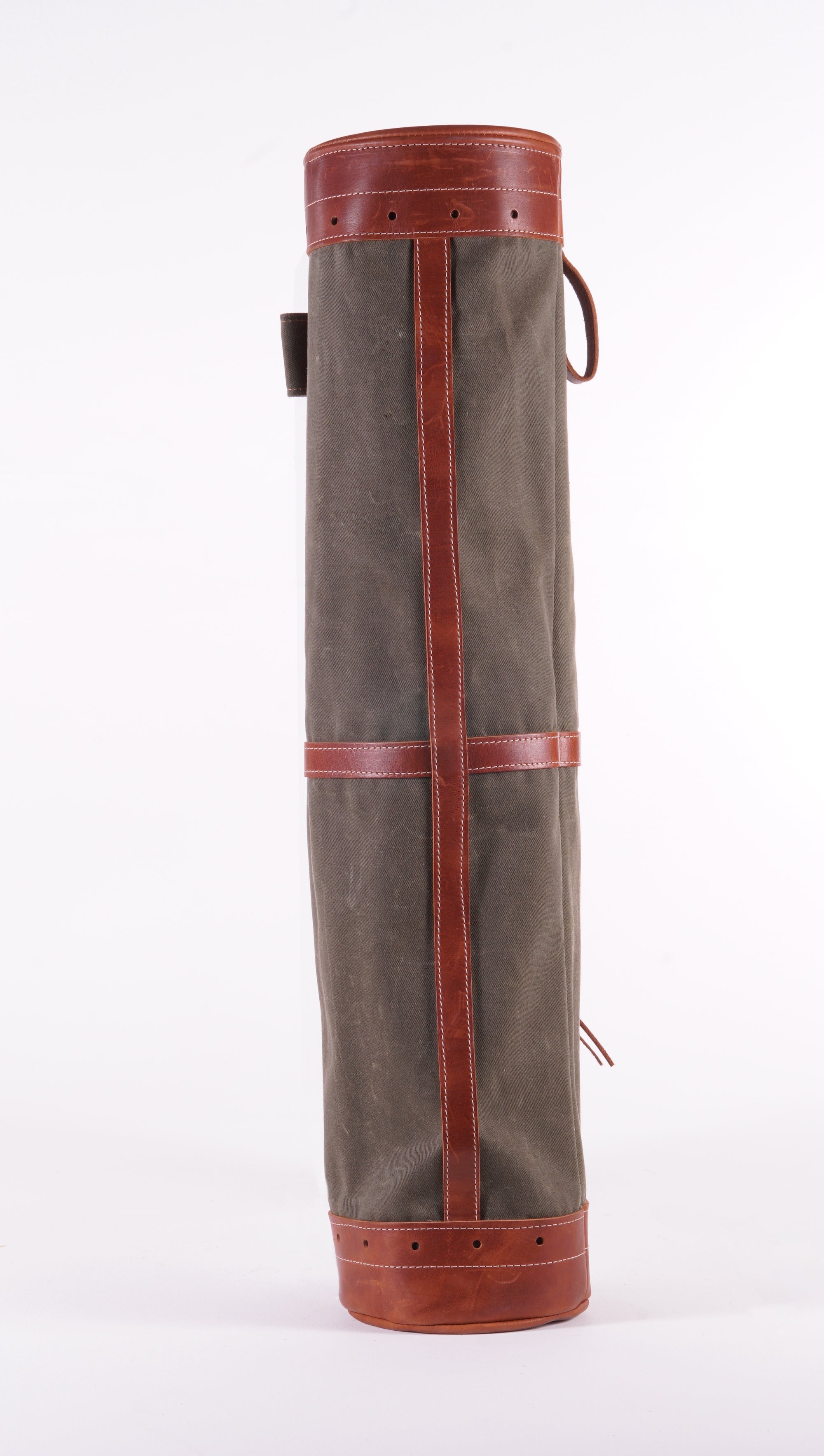 Sunday Style Golf Bag - Olive Waxed Canvas Chestnut Leather Trim