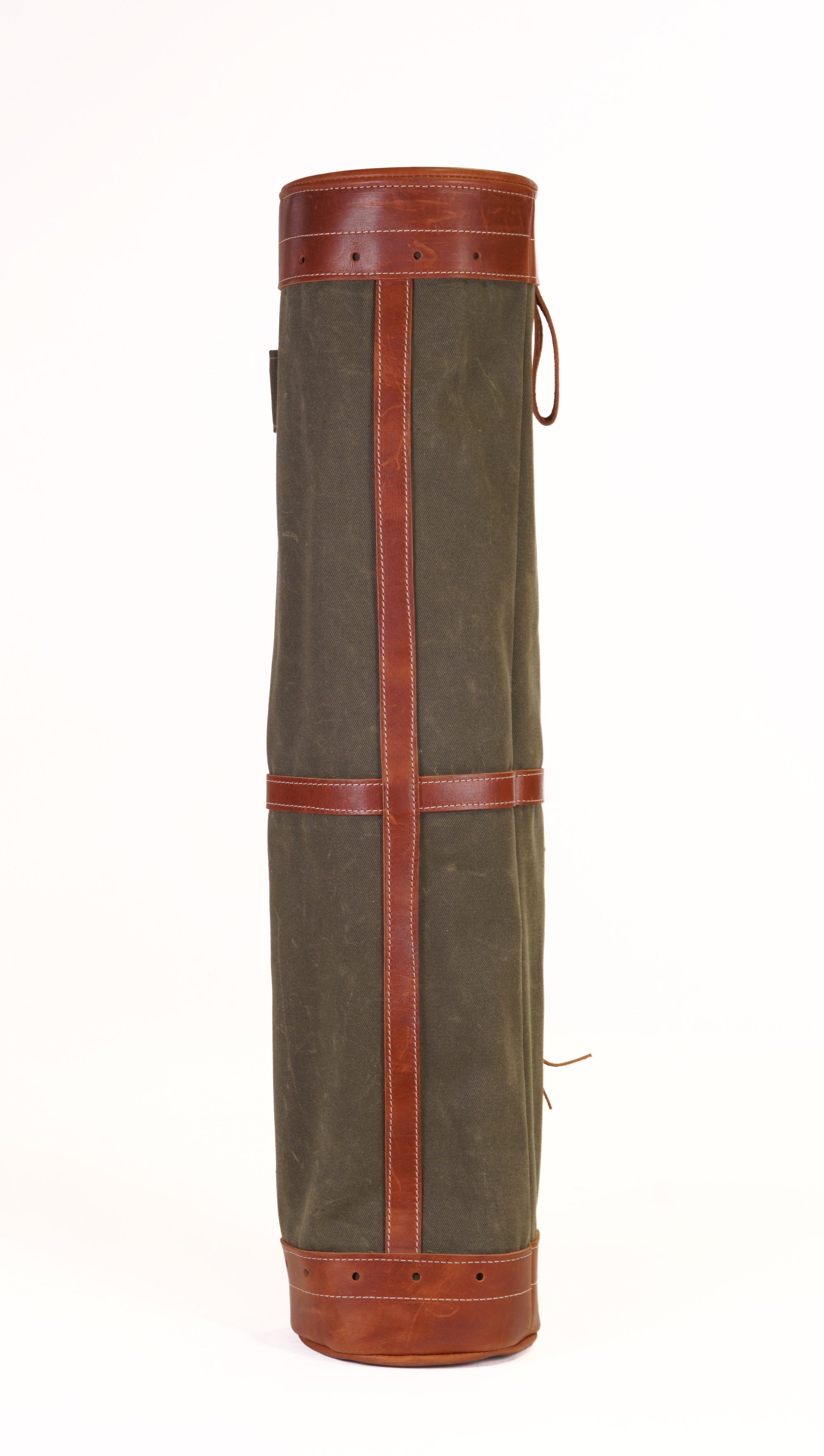 Sunday Style Golf Bag - 7" Olive Waxed Canvas Chestnut Leather Trim