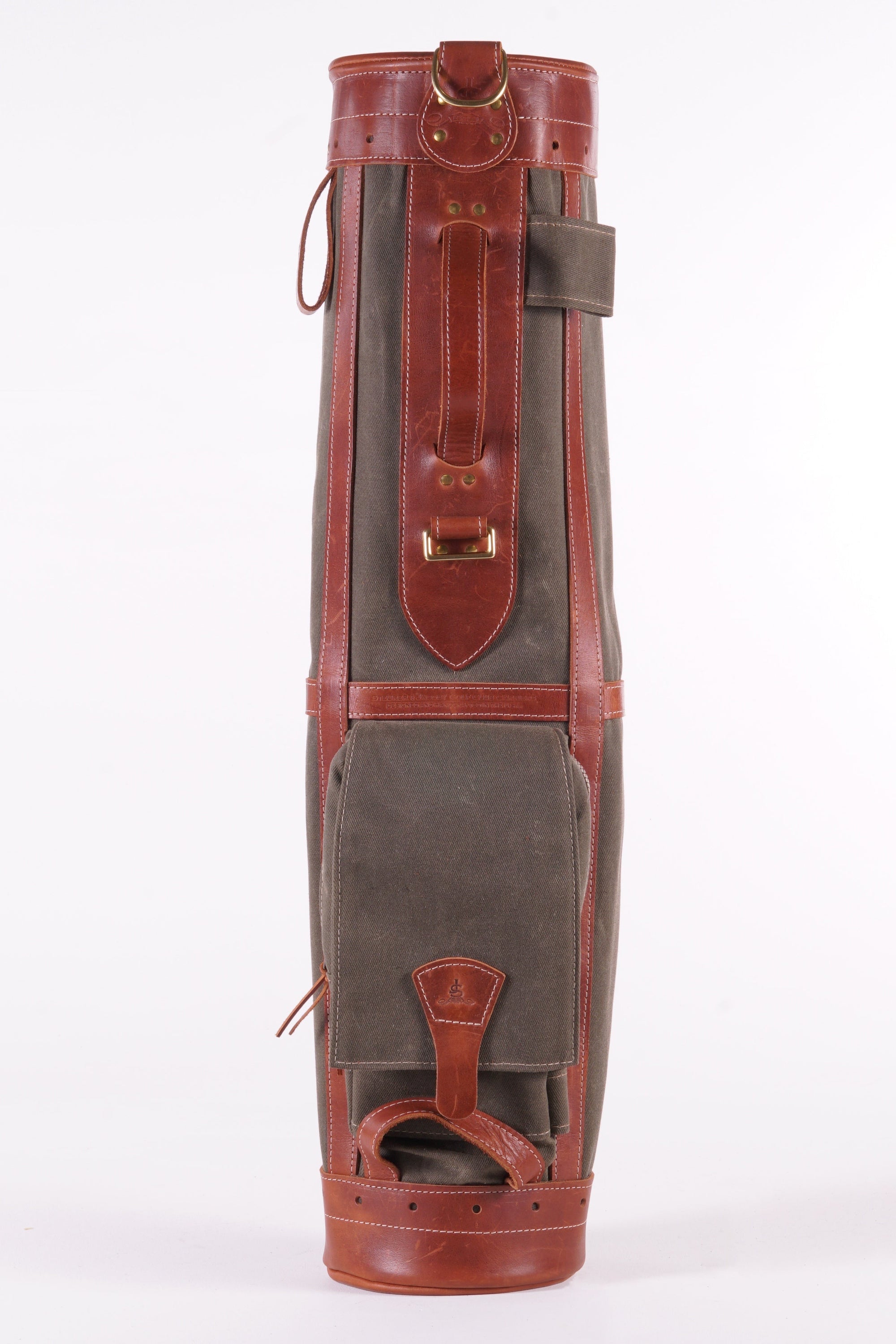 Sunday Style Golf Bag - Olive Waxed Canvas Chestnut Leather Trim