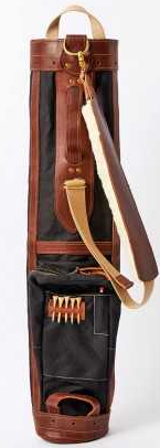 Pencil 6" golf bag in black canvas with chestnut trim