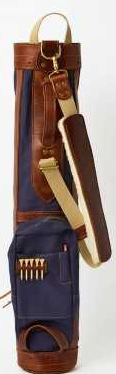 Pencil 6" golf bag in navy canvas with chestnut leather trim