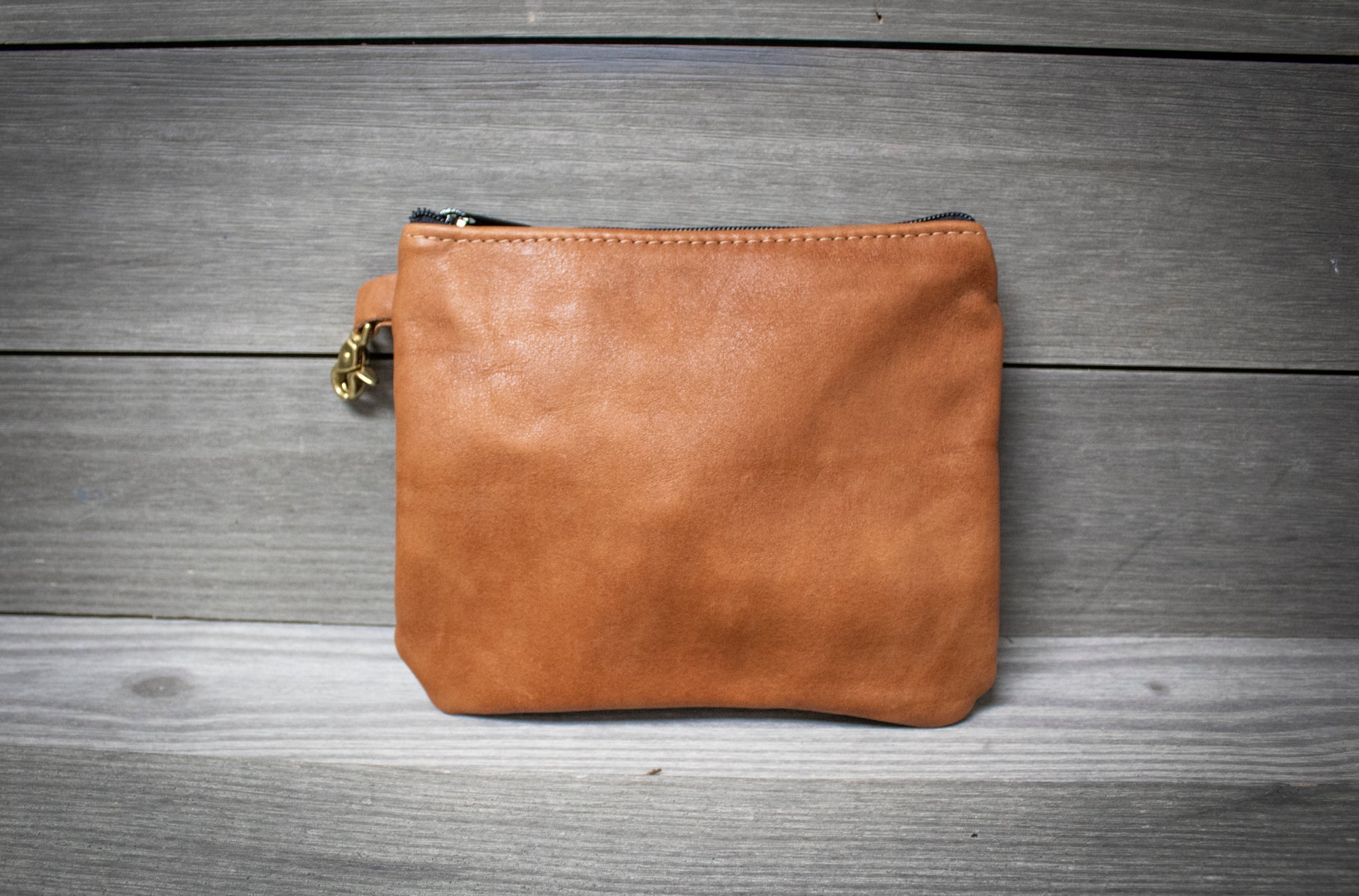 Natural Leather Zippered Golf Valuables Pouch- Steurer & Jacoby