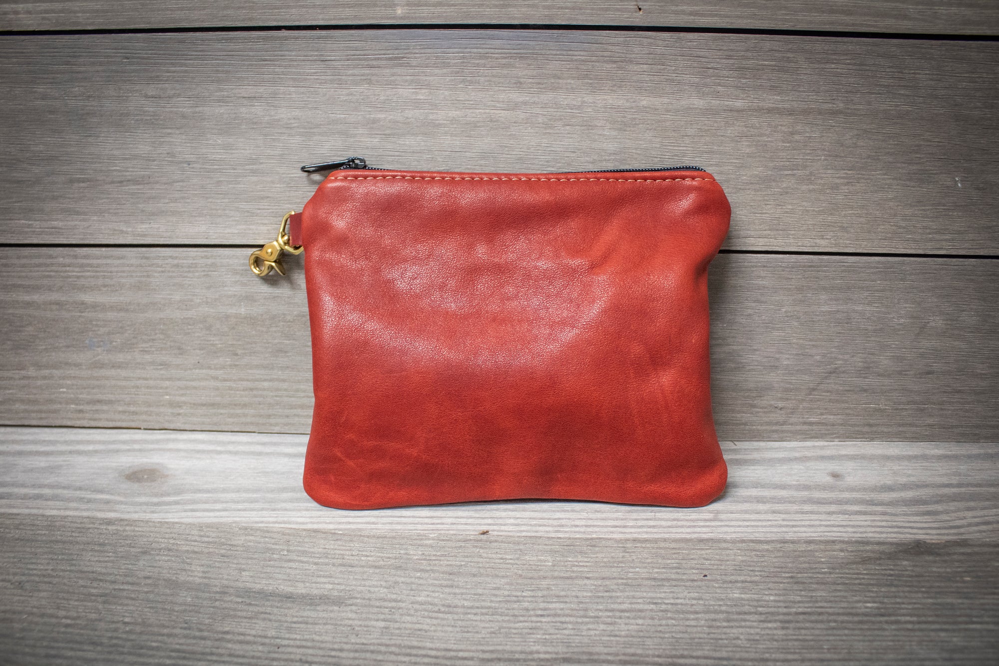 Burgundy Leather Zippered Golf Valuables Pouch- Steurer & Jacoby