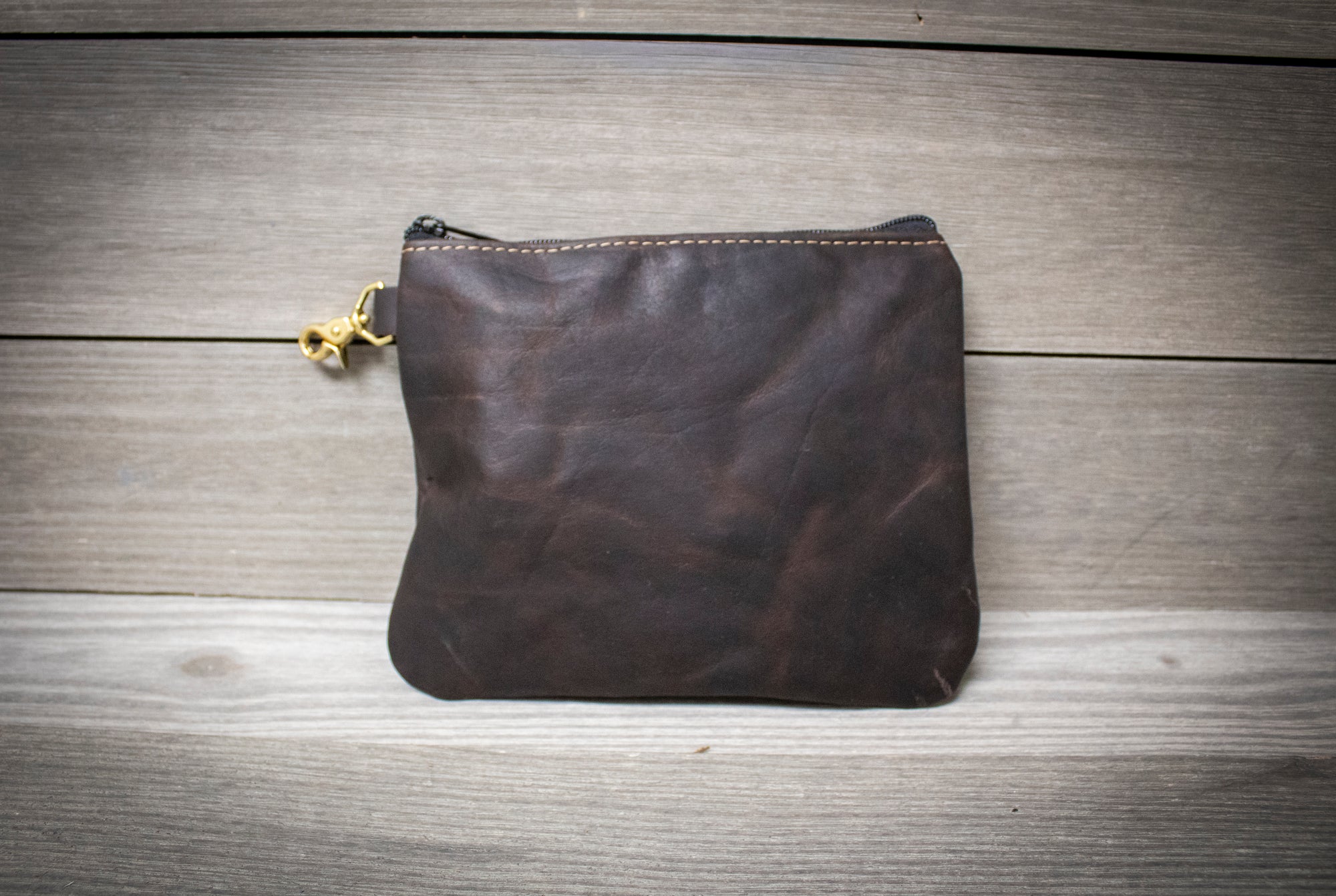 Coal Bison Leather Zippered Golf Valuables Pouch- Steurer & Jacoby