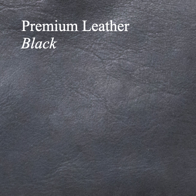 Black leather texture with 'Premium Leather Black' text