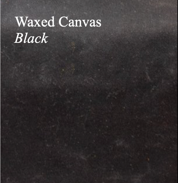 Waxed canvas material with 'Waxed Canvas Black' text