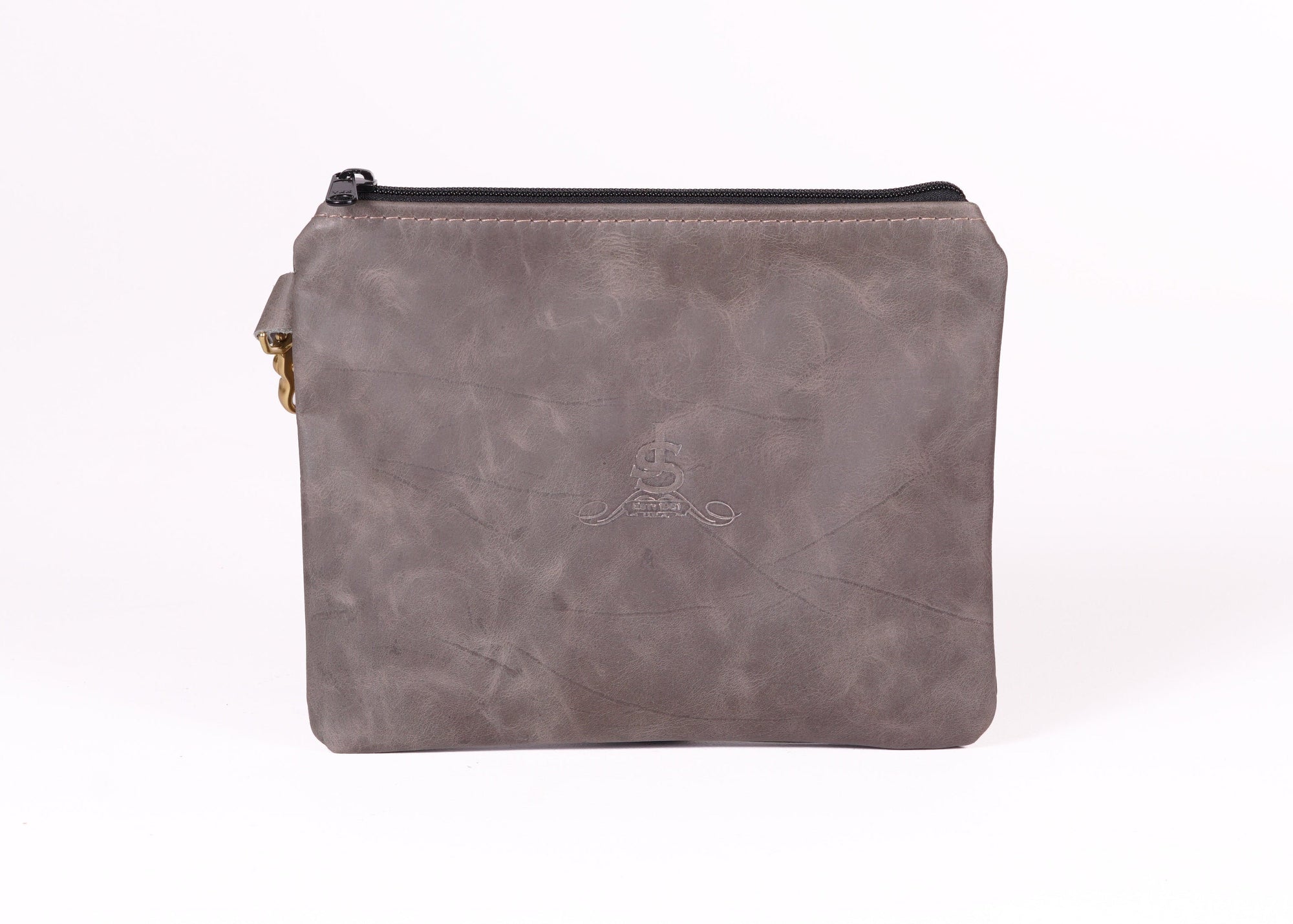 Slate Bison 9" X 8" leather Valuables Pouch