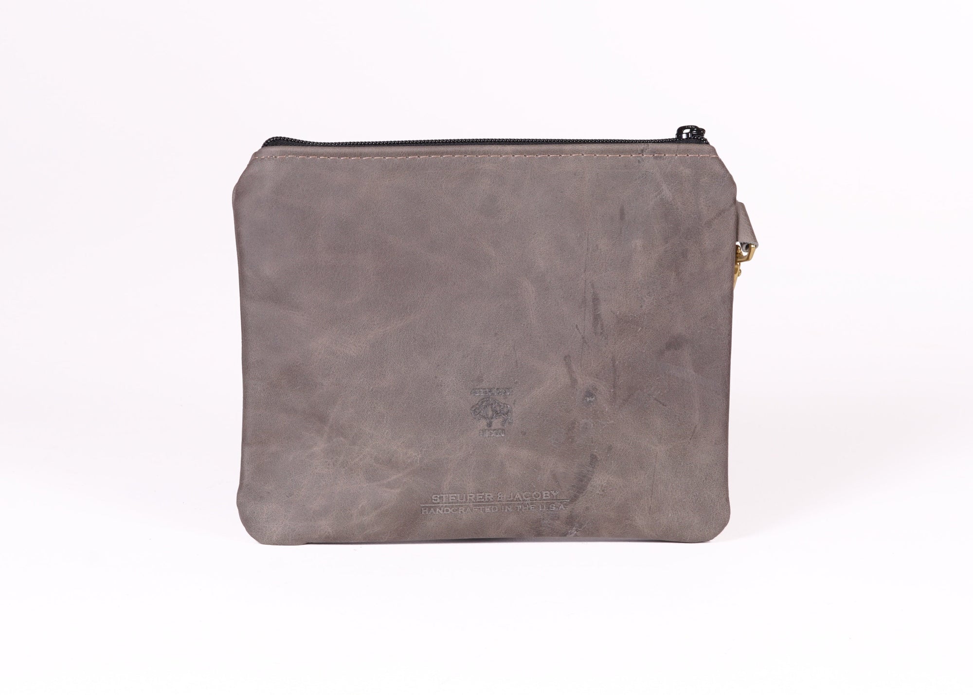 Slate Bison 9" X 8" leather Valuables Pouch