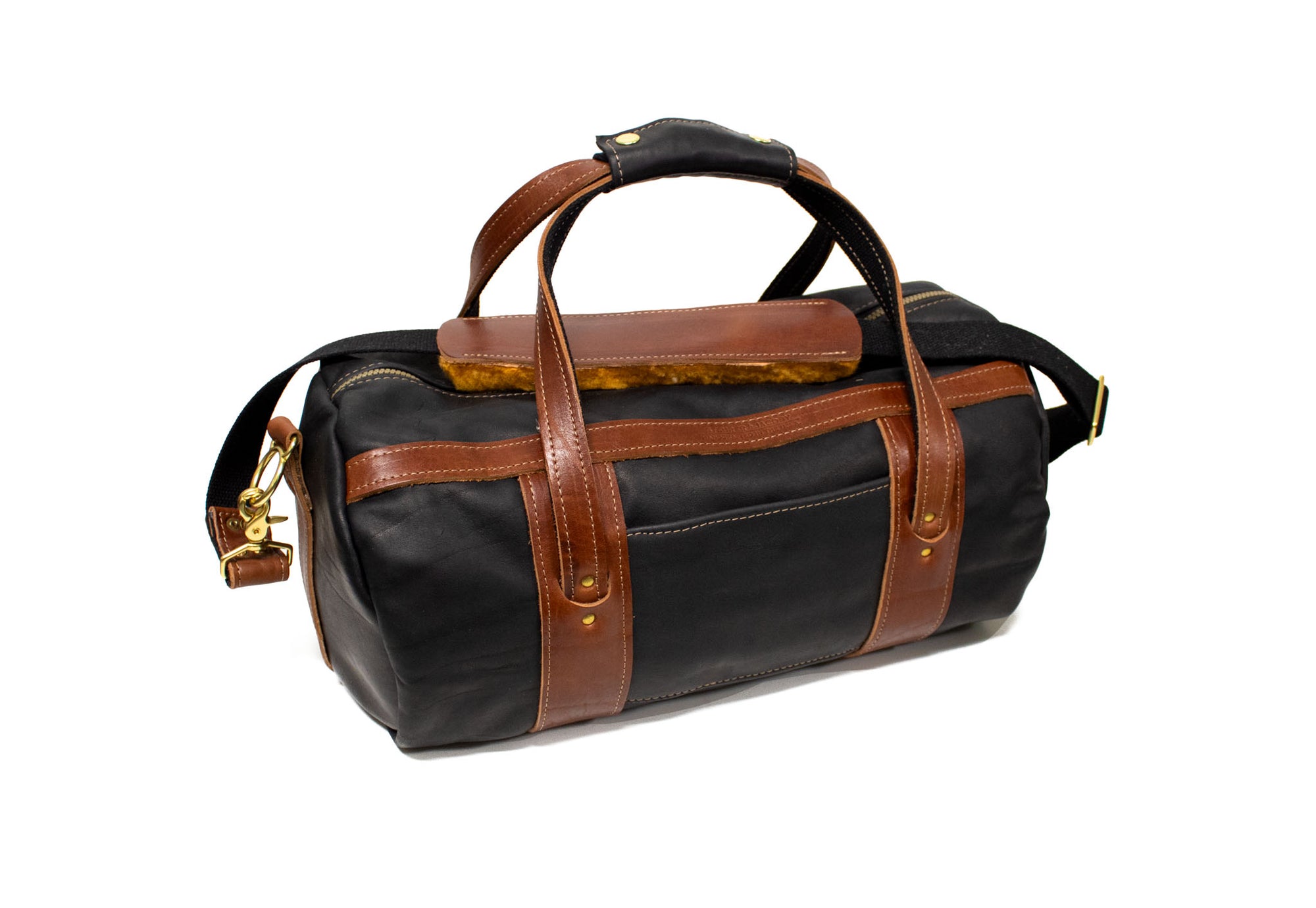 Black Leather with Chestnut Leather Trim Club Duffel