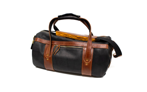 Black Leather with Chestnut Leather Trim Club Duffel