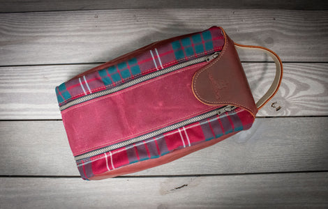 Crawford Tartan and Burgundy Leather Golf Shoe Bag- Steurer & Jacoby