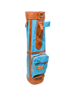  Light Blue with Natural Leather Sunday Style Golf Bag- Steurer & Jacoby