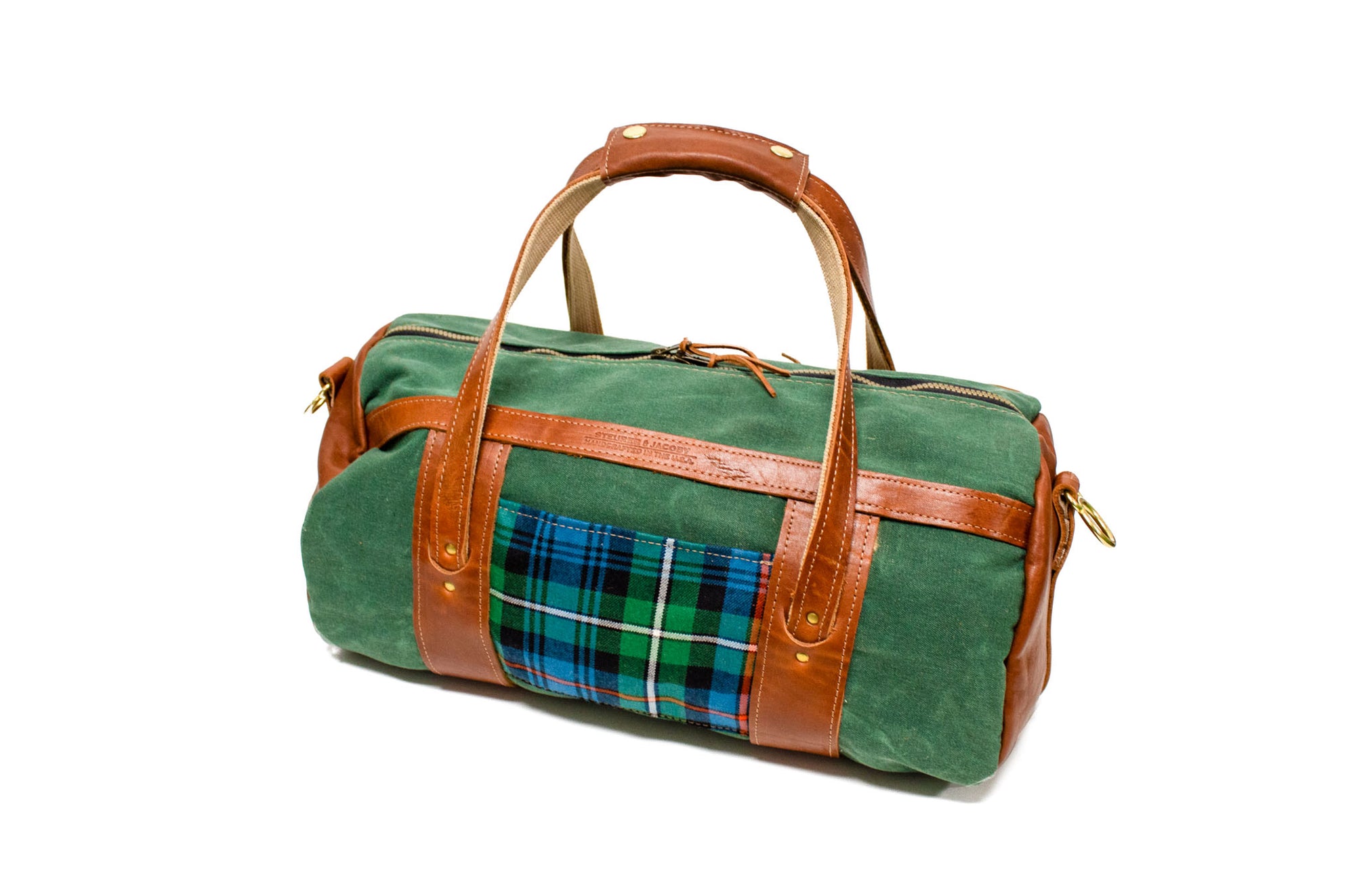 Club Duffel Bag- Spruce Green Waxed Cotton Duck with Mackenzie OC Tartan