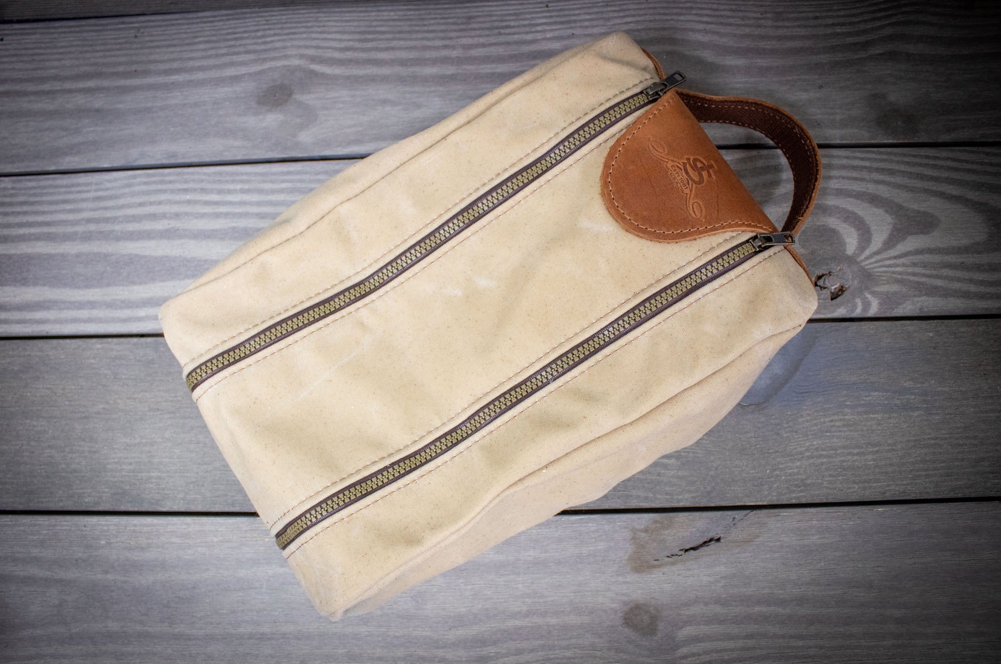 Natural Waxed Canvas and Natural Leather Golf Shoe Bag