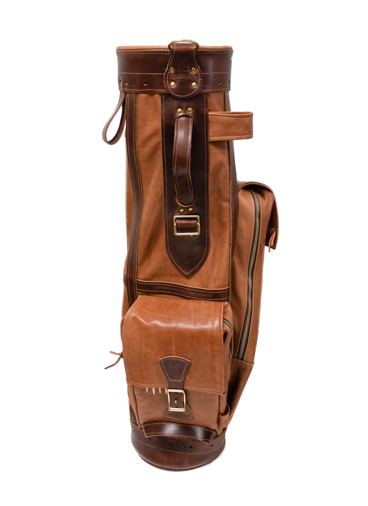 Natural Leather and Chestnut Leather Trim Airliner Style Golf Bag- Steurer & Jacoby