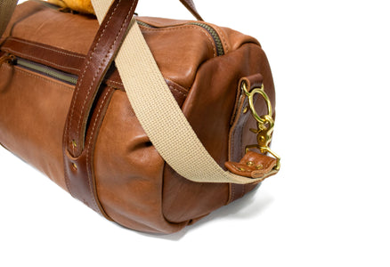 Natural Leather with Chestnut Leather Trim Club Duffel Bag- Steurer & Jacoby