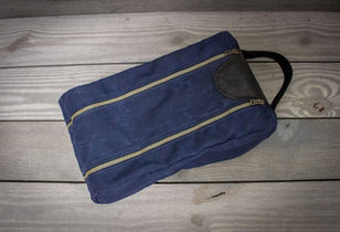 Navy and Black Leather Shoe Bag- Steurer & Jacoby