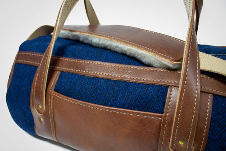 Navy Harris Tweed Club Duffel Bag- Steurer & Jacoby