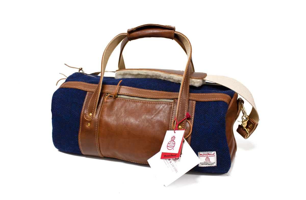 Navy Harris Tweed Club Duffel Bag- Steurer & Jacoby