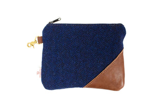 Navy Harris Tweed Valuables Pouch- Steurer & Jacoby