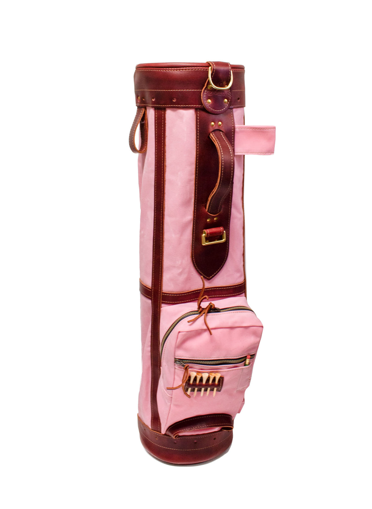 Light Pink and Burgundy Leather Sunday Style Golf Bag- Steurer & Jacoby
