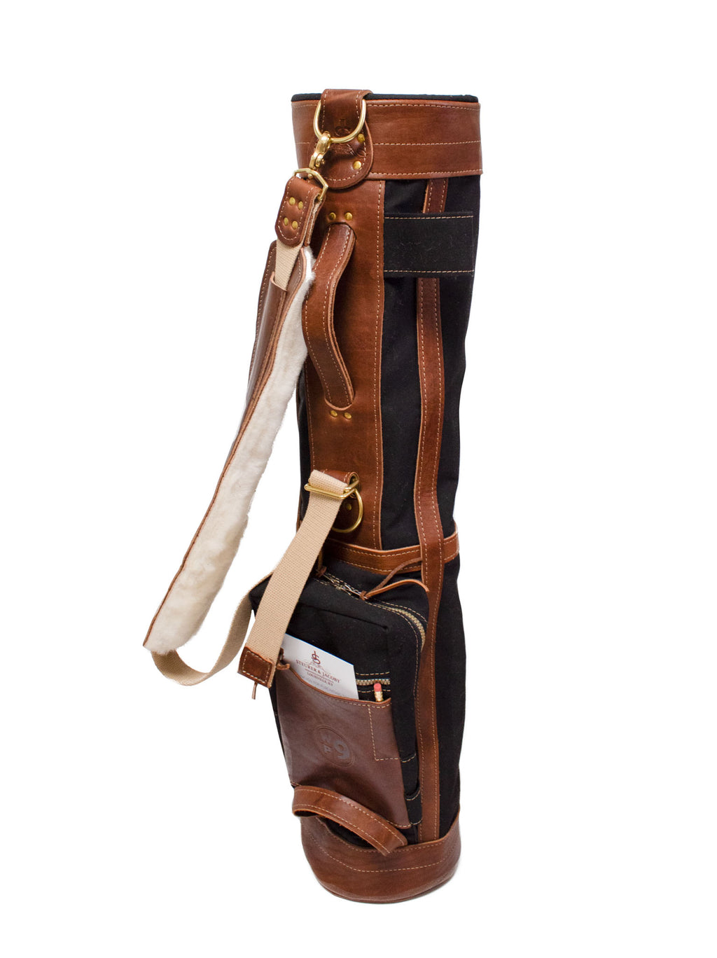 Sunday golf bag made of custom leather