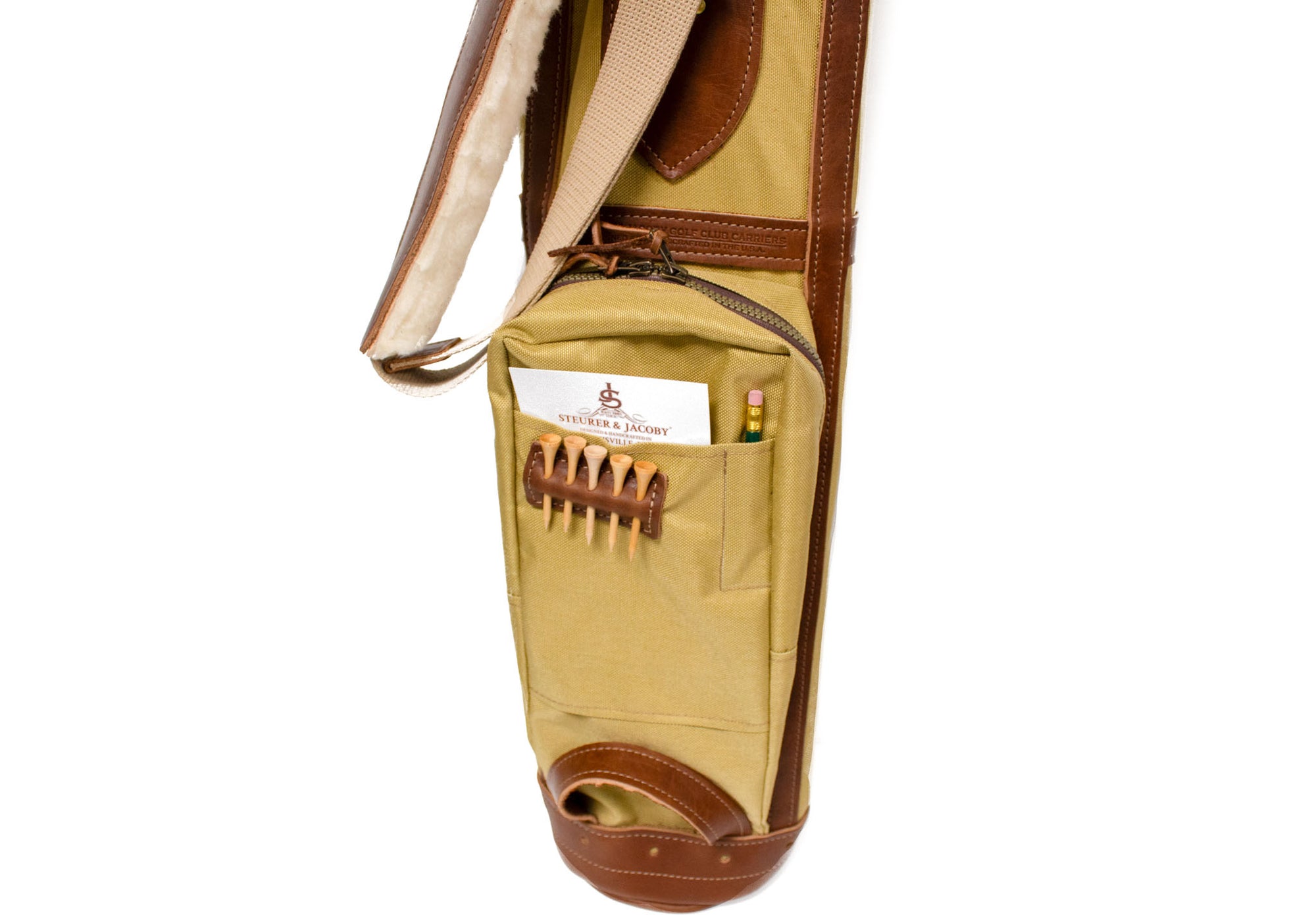 Tan Nylon Pencil Style Golf Bag