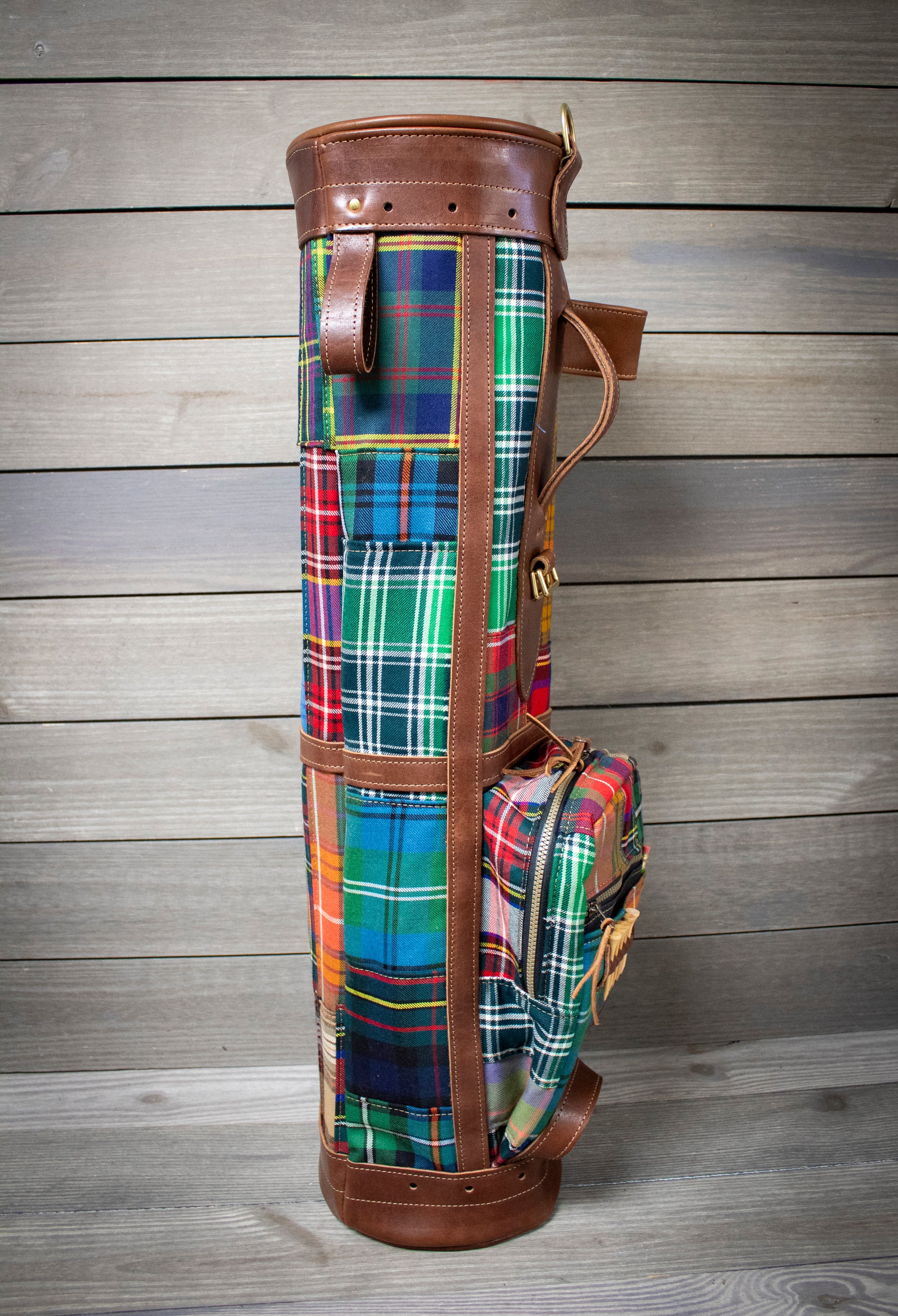 Tartan Patchwork Sunday Style Golf Bag Side- Steurer & Jacoby
