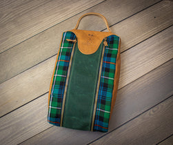 Tartan and Leather Shoe Bag - Steurer & Jacoby