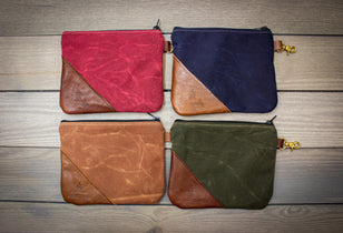 Waxed Canvas and Leather Valuables Pouch - Steurer & Jacoby