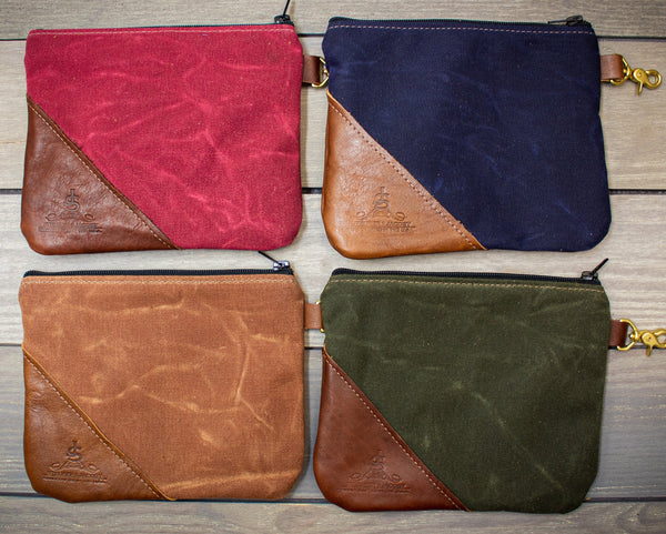 Waxed Canvas and Leather Golf Valuables Pouch | Steurer & Jacoby