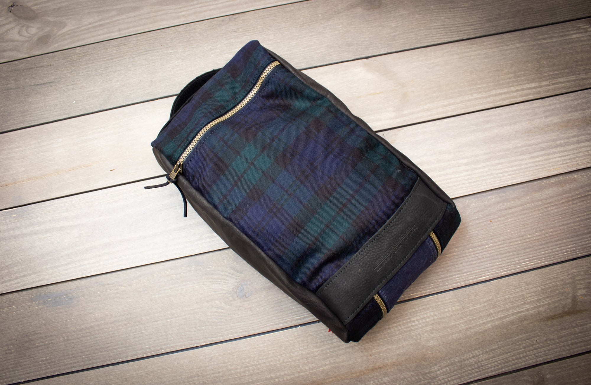 Modern Blackwatch No. 2 Tartan & Leather Shoe Bag- Steurer & Jacoby
