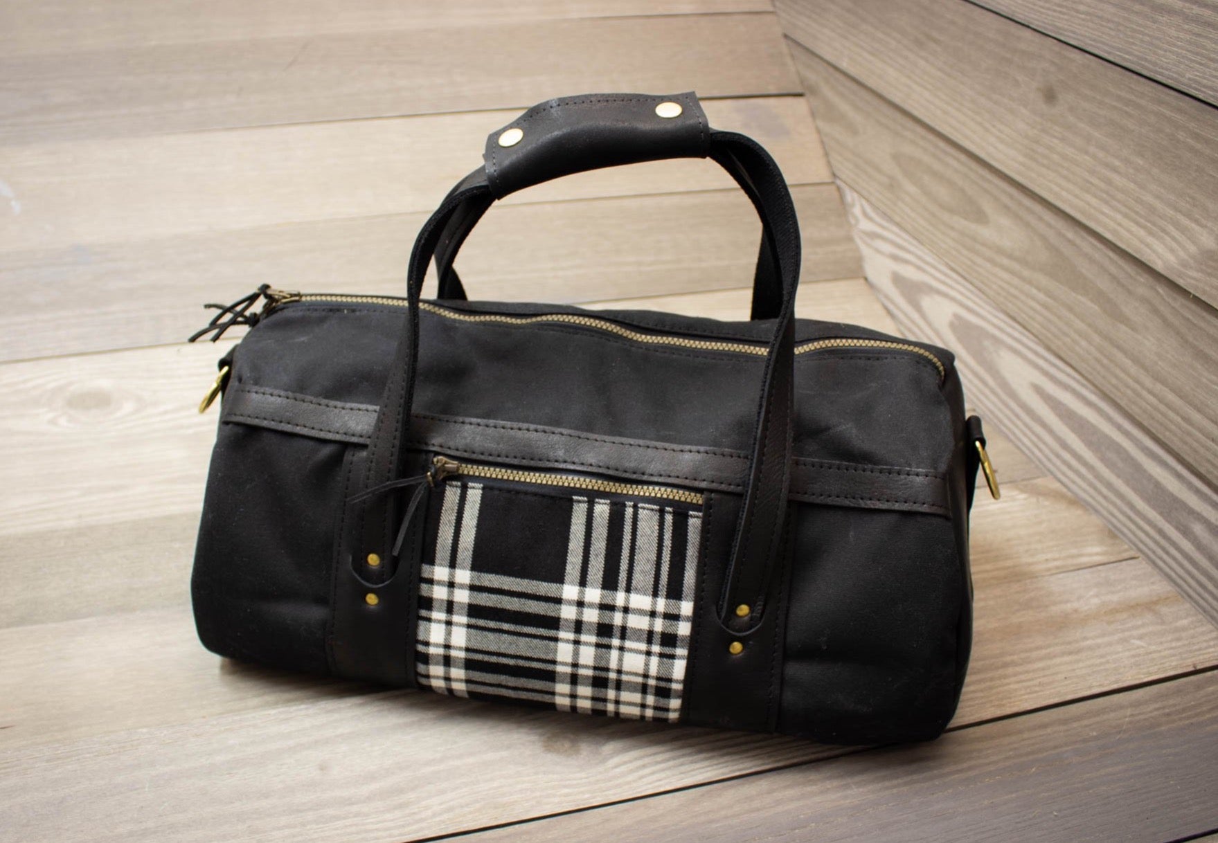 Black/ White Menzies Tartan Club Duffel Bag - Steurer & Jacoby