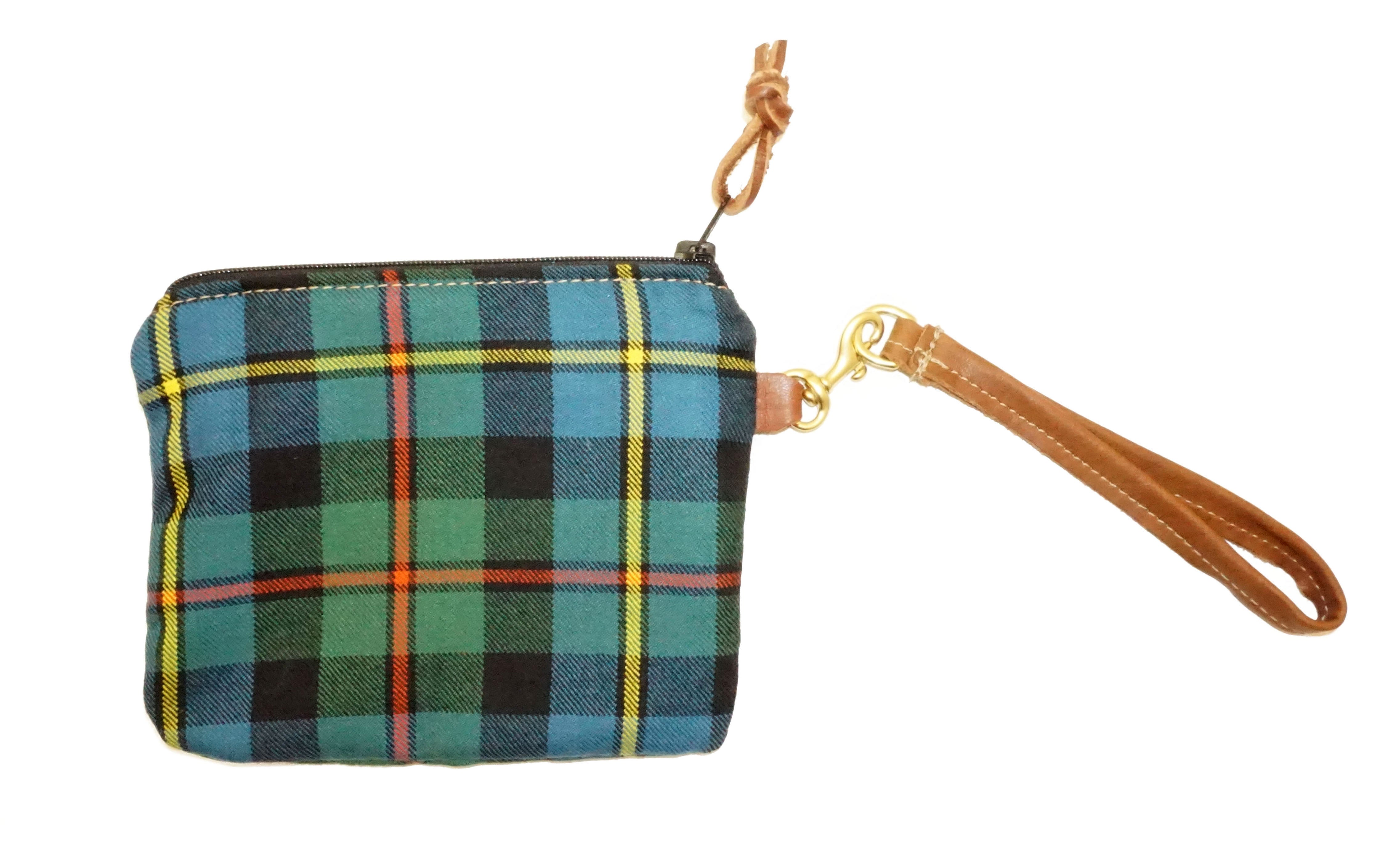 Leather and Wool Tartan Wristlet - Steurer & Jacoby