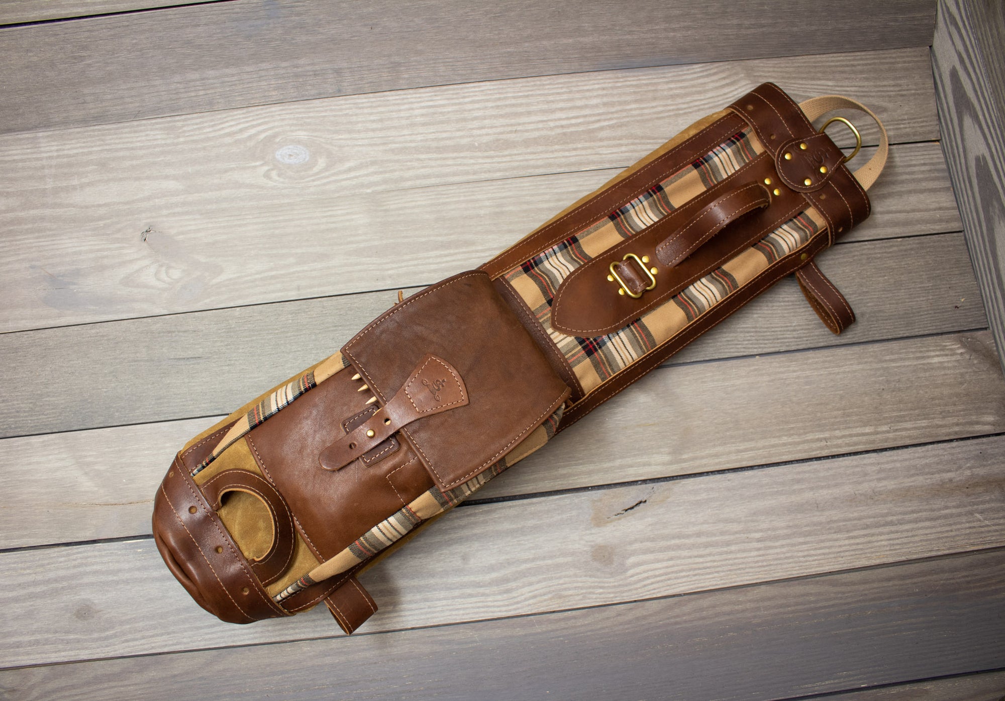 The Stewart Camel Modern Tartan Pencil Style Golf Bag- Steurer & Jacoby