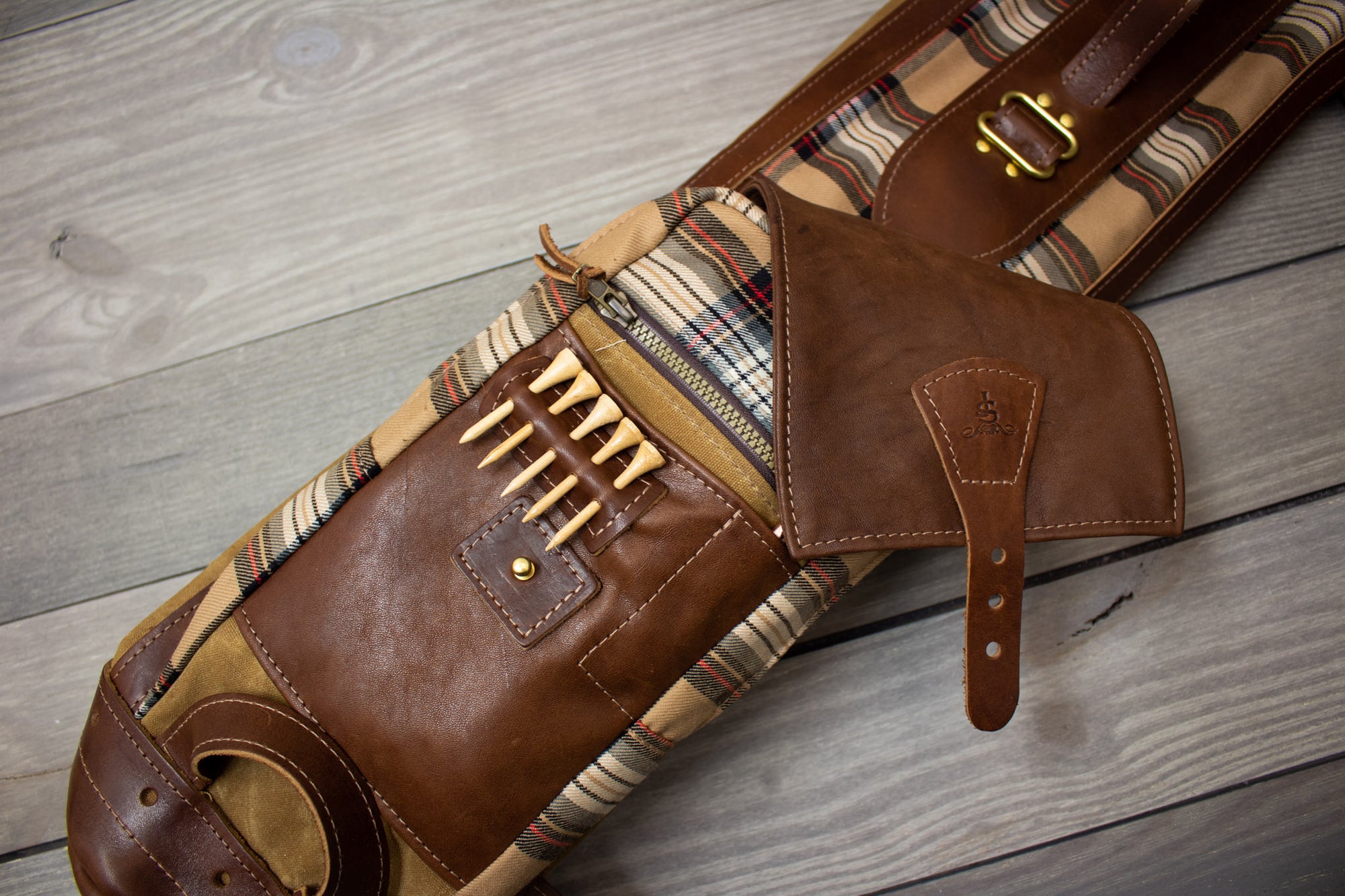 The Stewart Camel Modern Tartan Pencil Style Golf Bag- Steurer & Jacoby