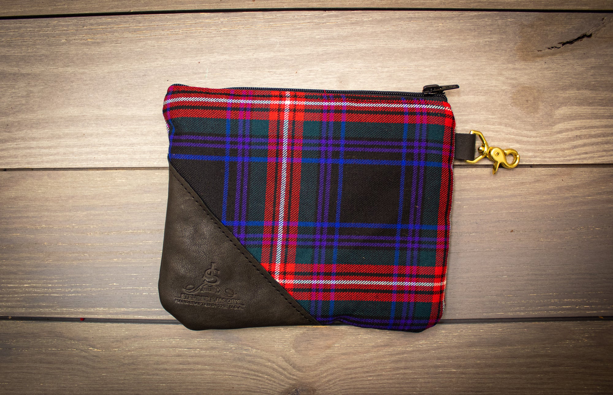 Tartan and Leather Valuables Pouch - Steurer & Jacoby