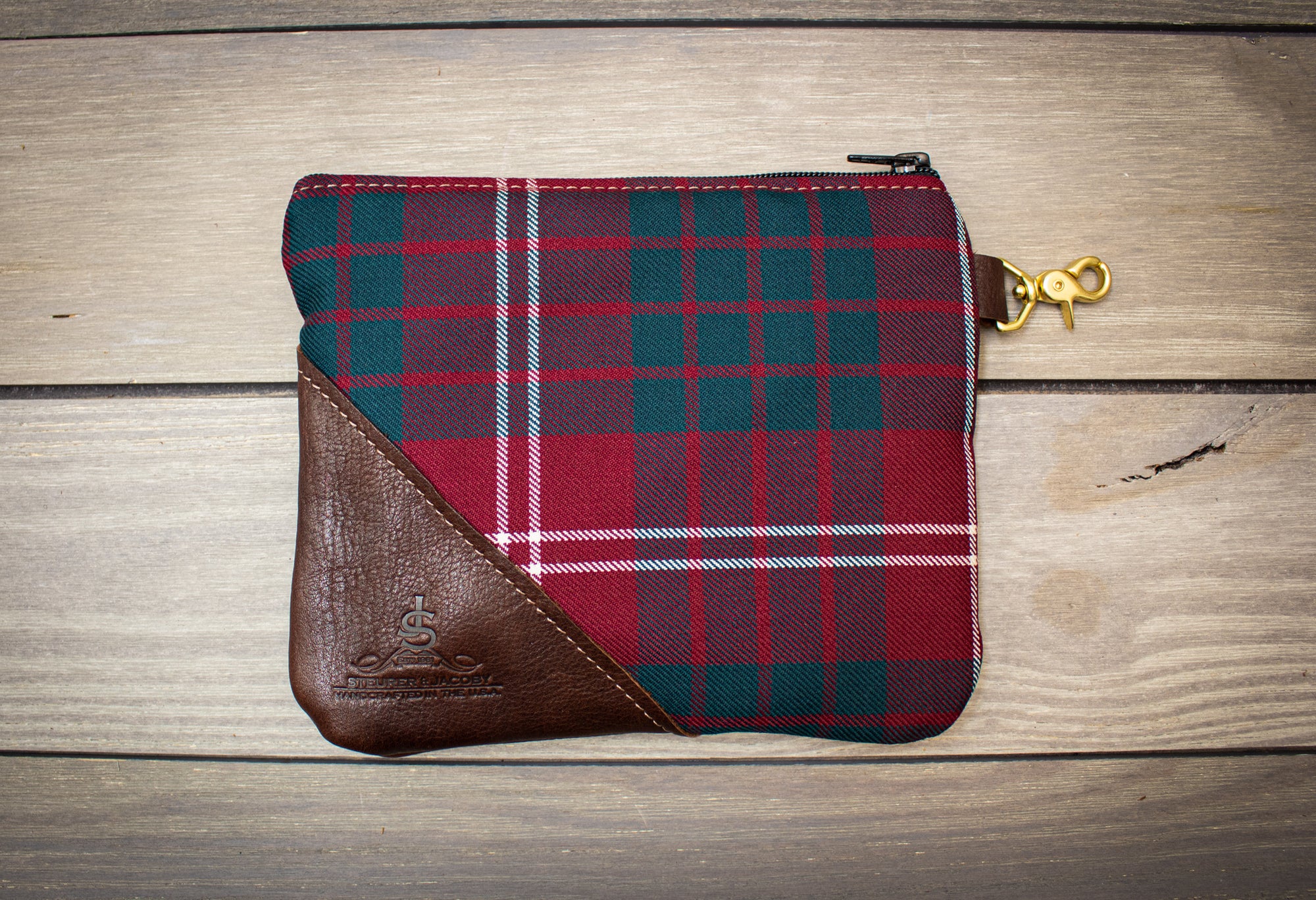 Tartan and Leather Valuables Pouch - Steurer & Jacoby