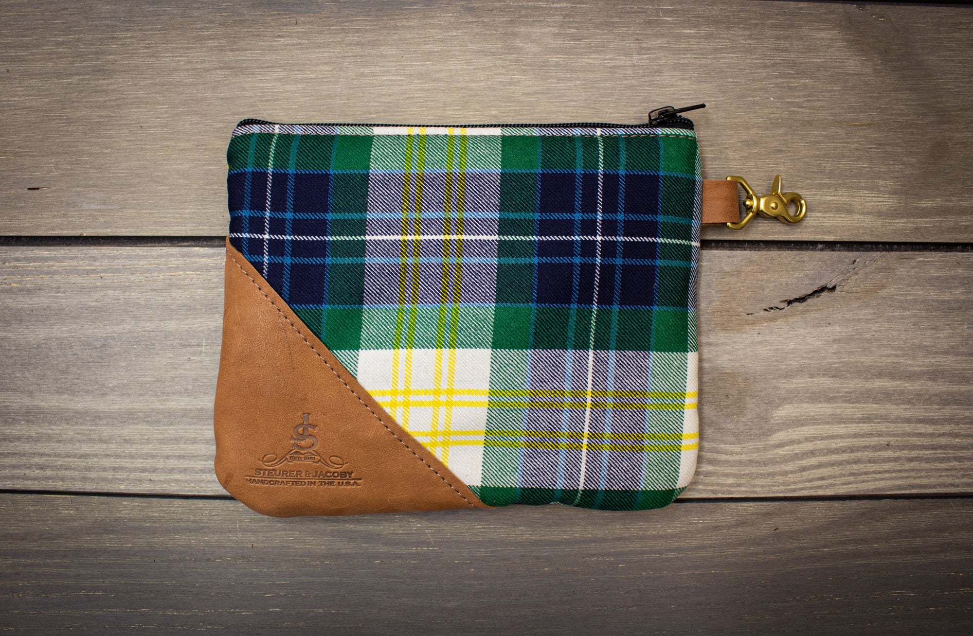 Tartan and Leather Valuables Pouch - Steurer & Jacoby