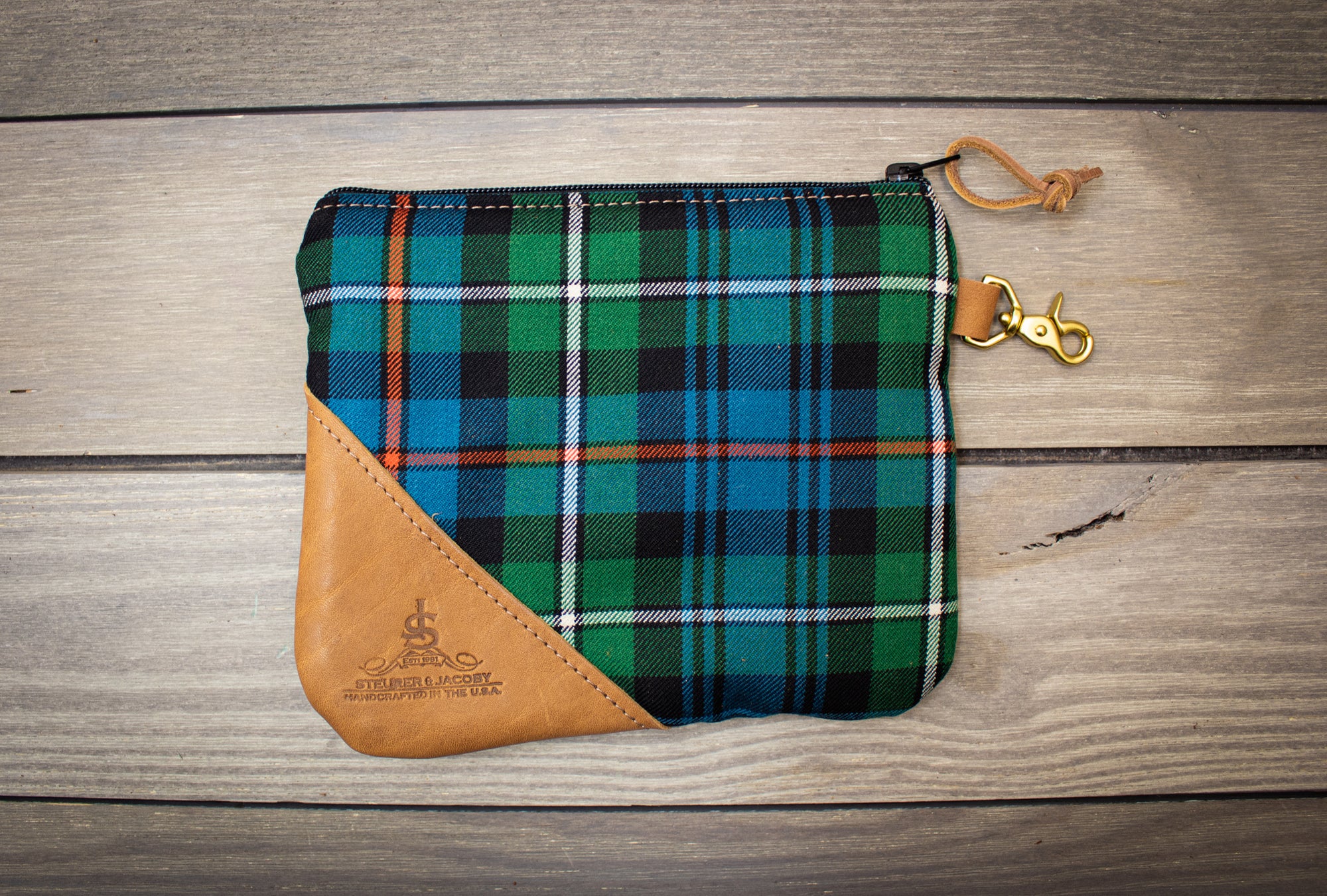 Tartan and Leather Valuables Pouch - Steurer & Jacoby